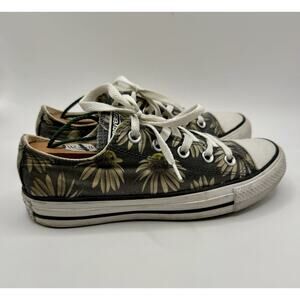 Converse All Star Floral Daisy Low Top Sneakers Womens Size 6 Gray